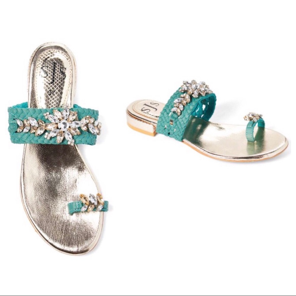 HP🎉S.J.S Beverly Hill Blue Braided Leather Sandal